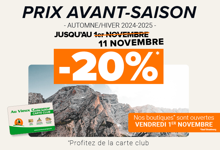 Prix avant-saison : -20% sur le magasin