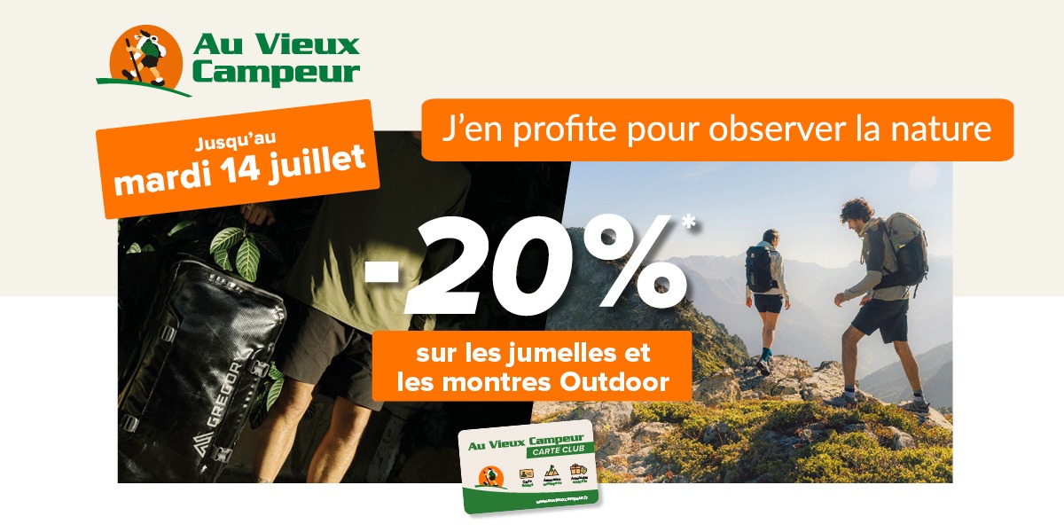 -20% sur les jumelles et montres Outdoor !